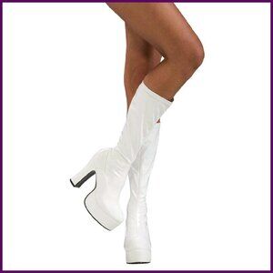 Thigh-High Stiletto Boots, Patent Leather, Side Zipper, Costume Footwear